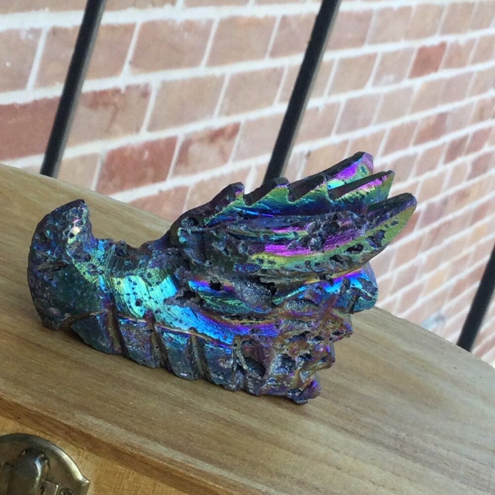 Dragon Aura Sphalenite Sculpture – Energy Amplifier & Grounding Stone-New
